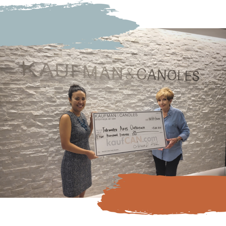 Kaufman & Canoles gifts $500 to Tidewater Arts Outreach